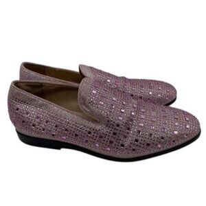 Royal Swank Pink Mauve Rhinestone Studded Embellished Loafers driving shoes sz 8
